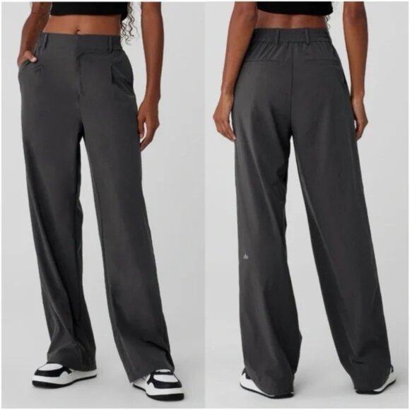 ALO Yoga High-Waist Pursuit Trouser Gray Women's Wide Leg Pants Size Small - Picture 1 of 12